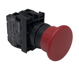 Нажимная кнопка Emas ""Грибок"" красная, без фиксации, 1НО+1НЗ, серия B, 250В AC, 4 А, B102MK 