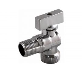 Шаровой угловой кран для бытовых приборов СТМ 1/2х3/4"", ш/ш, с обратным клапаном, с отражателем бабочка, хром CACV1234 