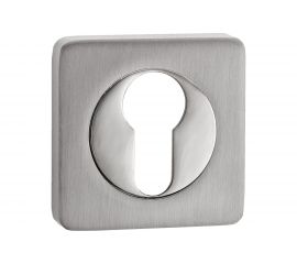 Квадратная накладка РЕНЦ на цилиндр, никель матовый / никель блестящий ET 02 SN/NP 