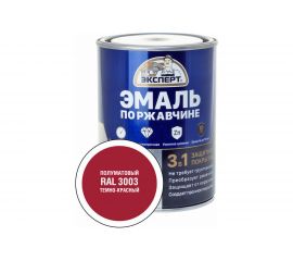 Эмаль по ржавчине 3в1 полуматовая ЭКСПЕРТ темно-красный RAL 3003 0,8 кг 28329 