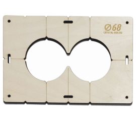 Шаблон для сверления подрозетников на 2 отверстия диаметром 68 мм, толщина фанеры 8 мм РОТОР 2shablon68 
