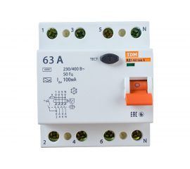 Устройство защитного отключения TDM ВД1-63 4Р 63А 100мА тип А SQ0203-0091 