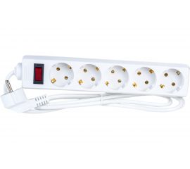 Сетевой фильтр ExeGate SP-5-1.8W 5 евро с заземлением, 1.8м, выключатель с подсветкой, белый 221174 