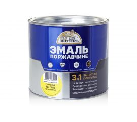 Эмаль ЭКСПЕРТ по ржавчине 3 в 1 глянцевая, светло-желтый RAL 1018, 1.8 кг 28260 
