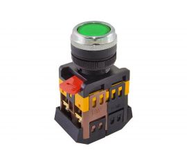 Кнопка TDM ABLFS-22 зеленый, d22мм, неон/230В, 1з 1р SQ0704-0009 