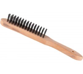 Щётка с деревянной рукояткой, стальная щетина, 4-х рядная Дело техники 270404 