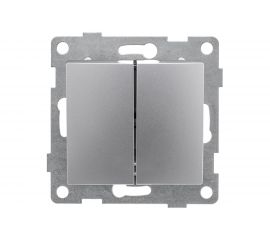 Выключатель GUSI ELECTRIC Bravo 2 клавиши, СУ, 10А, 250В, серебро С10В2-004 