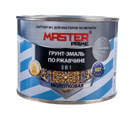 Грунт-эмаль по ржавчине MASTER PRIME 3 в 1 молотковая серый, 0.4 л 43 4300005571 
