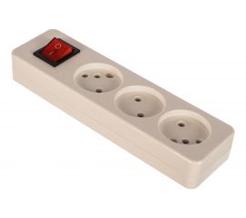 Колодка без зазeмления, с выключателем, 3 гнезда ЭРА K-3s Б0003479 