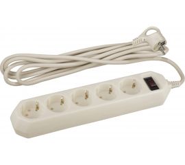 Сетевой фильтр ЭРА USF-5es-5m-I слоновая кость с заземлением, 3x0,75мм2, с выкл, 5гн, 5м Б0019739 