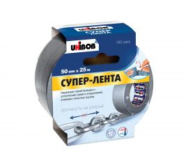 Армированная клейкая супер-лента UNIBOB 50 мм х 25 м серая 214999 