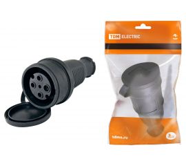 Разъем TDM с заглушкой каучук 3Р+РЕ 32А 380В IP44 SQ0612-0007 