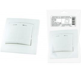 Выключатель TDM 2 кл. с подсветкой 10А белый ""Таймыр"" пром. упак,, бакелит. основание SQ1814-0505 