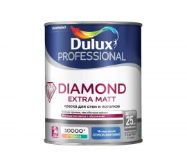 Краска для внутренних работ DULUX PROFESSIONAL DIAMOND EXTRA MATT, глуб/мат, Баз BW 1л 5273931 