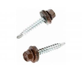 Саморезы с шестигранной головкой Профикреп ш-коричн. RAL 8017, 4,8х35 60 шт 1998906217 