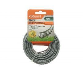Леска для триммера (4 мм, 15 м, витой квадрат) Sturm GT3535-4.0-S-15 