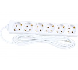 Удлинитель ExeGate ECE-6-3W 6 евророзетки с заземлением, 3м, белый 285833 