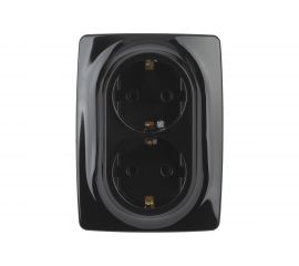 Розетка ЭРА 12-2106-06 2X2P E Schuko, 16A-250В, IP20, 12, чёрный Б0031233 