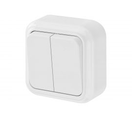 Выключатель Bylectrica 2-клавишная, открытая установка, 6 А, серия ПРАЛЕСКА, белый, А56-134 