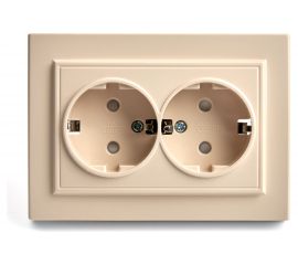 Розетка STEKKER 2-местн.с/з 220В 16А с защитн.шторкой серия Эрна слоновая кость PST16-9014-02 39240 
