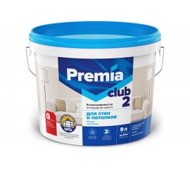Краска для стен и потолков PREMIA белая, база А, ведро 9л О03897 