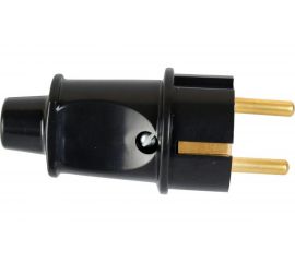 Разборная прямая евро вилка Volsten Sb2-PZ21 16А черная с заземлением модель В 16-005 14442 