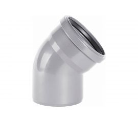 Отвод внутренней канализации ХЕМКОР НПВХ, 50 мм, 30 градусов 2381037 