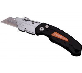 Нож HARDEN складной Бенд, 18 мм, выдвижное трапециевидное лезвие, цельноалюминиевый корпус 570332 