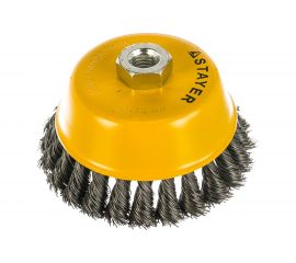 Щетка чашечная PROFESSIONAL (120 мм; М14; плетеные пучки проволоки 0.5 мм) для УШМ STAYER 35128-120 