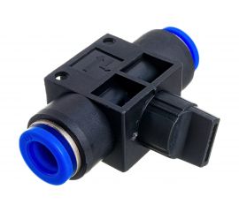 Прямой фитинг цанговый Pegas с краном 10 мм - 10 мм Pegas pneumatic 6006 