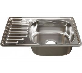 Врезная мойка mixline 42х66х18 см, 0.8, правый выпуск 3 1/2, с сифоном 536117 