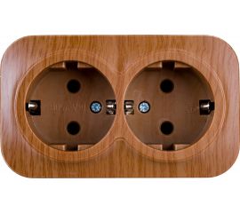 2-ая розетка IEK РС22-3-ХД с з/к о/у 16А GLORY дуб ERH21-K24-16 