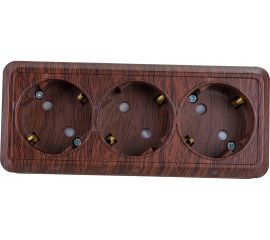 Горизонтальная 3-х местная розетка TDM 2П+3 открытой установки IP20 16A с з/ш бук Ладога SQ1801-0327 