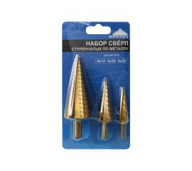 Набор ступенчатых сверл 4-12 мм, 4-20 мм, 4-32 мм vertextools 4-12-4-20-4-32 