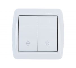 2-клавишный выключатель на 2 направления TDM открытой установка IP44 10А белый "Селигер" SQ1818-0012 