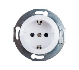 Розетка LK Studio с заземляющим контактом, со шторками, белый, LK Vintage 883204-1 