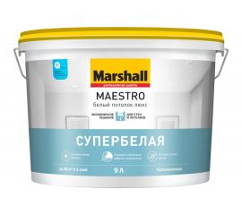 Краска MARSHALL MAESTRO БЕЛЫЙ ПОТОЛОК ЛЮКС для потолков, матовая 9л 5248811 