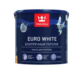 Краска TIKKURILA EURO WHITE безупречный потолок, для потолка, глубокоматовая, белая 9л 700009612 