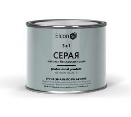 Грунт-эмаль по ржавчине 3в1 Elcon (матовая; серая; 0,4 кг) 00-00462646 