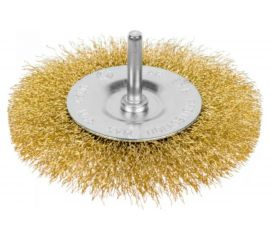 Щетка-крацовка дисковая со шпилькой, витая латунированная проволока, 50 мм GROSSMEISTER 021118001 