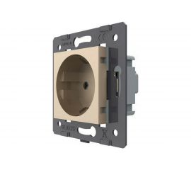 Электрическая розетка LIVOLO с заземлением защитными шторками 16A, цвет золотой механизм VL-C7-C1EU-13 