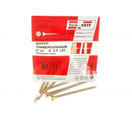 Саморез Tech-Krep ШУж 5,0х60 потайная головка 7 шт, пакет 102512 