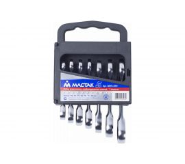 Набор комбинированных трещоточных укороченных ключей 10-19мм, 7шт МАСТАК 0215-07H 