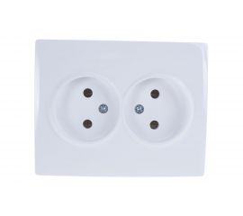 Двойная розетка LEZARD KARINA б/ з керамика белая 707-0200-128 