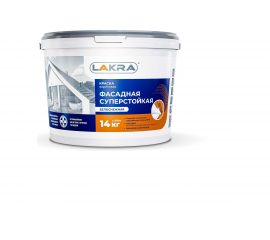 Фасадная краска ЛАКРА акриловая, суперстойкая, белоснежная, 14 кг 8306490 ЛА-00000060 