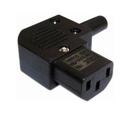 Кабельная розетка LANMASTER 10A, 250V угловая разборная, черная, LAN-IEC-320-C13/90 