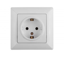 Розетка Intro Solo 4-202-01 с заземлением 2P+E Schuko, 16А-250В, IP20, СУ, белый, Б0053649 