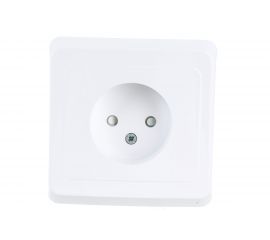 Розетка Schneider Electric 1-м СП Этюд 16А IP20 защитные шторки, без заземления, белая PC16-002B 