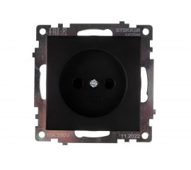 1-местная розетка STEKKER с защитной шторкой механизм без заземления, 10А, Катрин, GLS10-7109-05, черный 39609 
