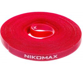 Стяжка-липучка NIKOMAX нарезаемая, в рулоне 5 м, ширина 9 мм, красная NMC-CTV05M-09-RL-RD 